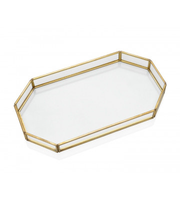 Vintage tray in glass and antique gold