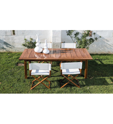 Maxim outdoor dining table in teak and steel