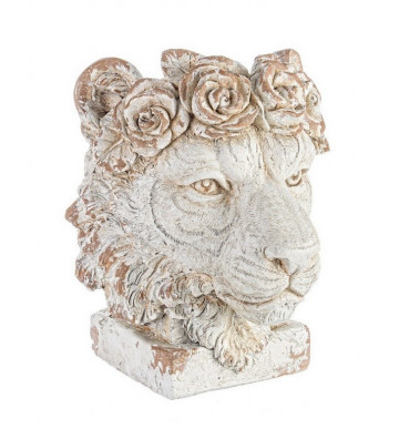 Lion head vase in magnesia h47 - Nardini Forniture