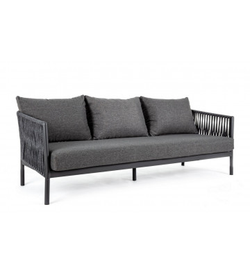 Sofa 3 seats for outdoor in anthracite rope - Nardini Forniture