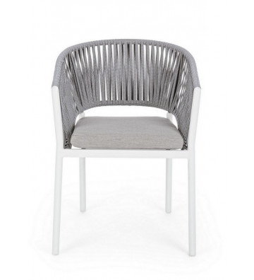 Outdoor chair with armrests in grey and white rope - Nardini Forniture
