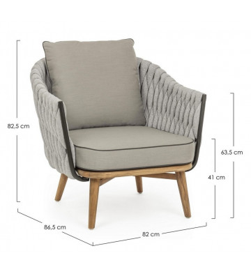 Armchair in gray rope for outdoor