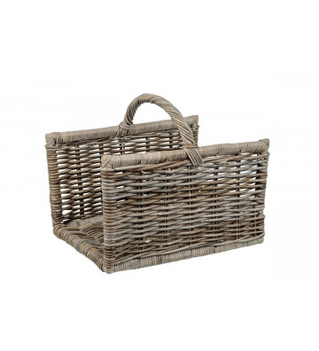 Rectangular wood basket in Kubu 54x40xh32cm
