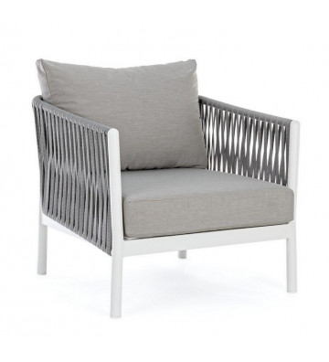 Outdoor armchair in white and grey rope - Nardini Forniture