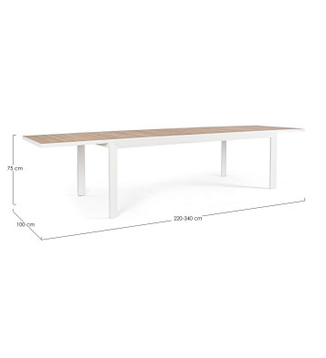 Extendable outdoor table in aluminium 220-340x100cm - Nardini Forniture