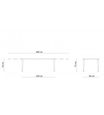Extensible outdoor table Skyline Bronze 250-400x90cm - Vermobil - Nardini Forniture