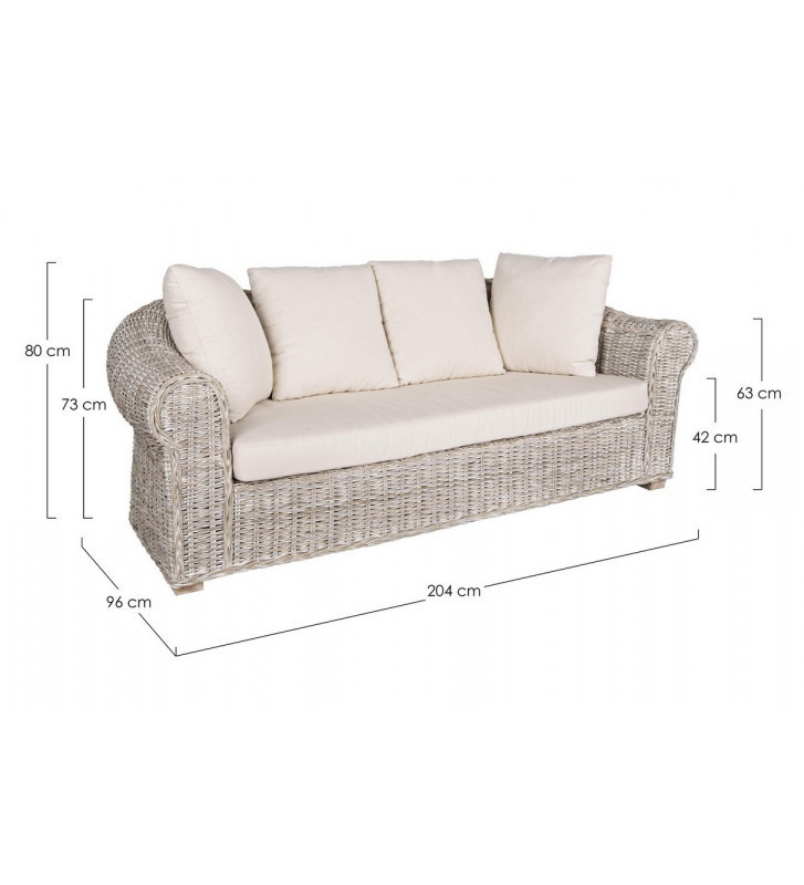 Outdoor set 3P sofa + 2 light rattan armchairs - Nardini Forniture