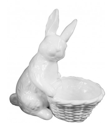 Rabbit with white porcelain basket - Nardini Forniture