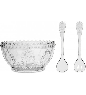 Set salad bowl and cutlery in transparent acrylic - Baci Milano - Nardini Forniture
