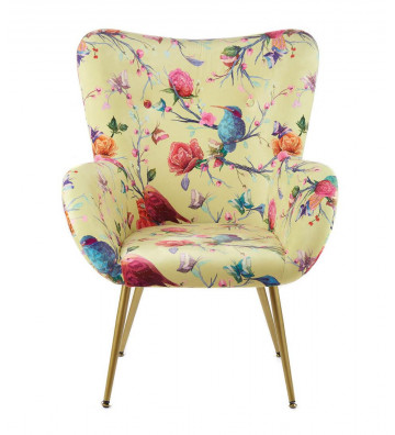 Yellow armchair with floral pattern - L'oca nera - Nardini Forniture