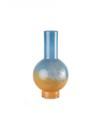 Glass vase fume blue and yellow H34cm - L'oca nera - Nardini Forniture
