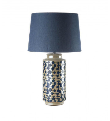 Ceramic table lamp with blue lampshade - L'oca nera - Nardini Forniture