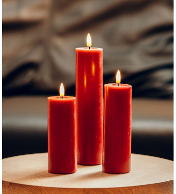 Red wax candles with artificial flame / + size - Nardini Forniture