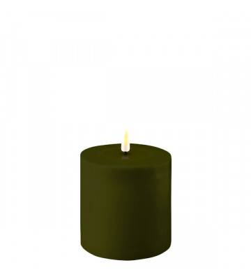 Dark green wax candles with artificial flame / + size
