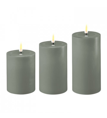 Green Sage Wax Candles with Artificial Flame / + Size - Nardini Forniture