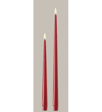Set 10 candele rosse lunghe lisce. H24x2,2 cm