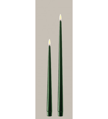 Set 2 candele verde scuro fiamma artificiale / + dimensioni