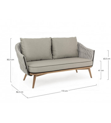 2 seater outdoor sofa in gray rope