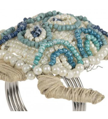Tie blue turtle napkin with beads