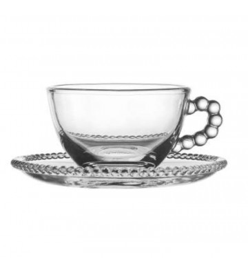 Glass tea cup with saucer