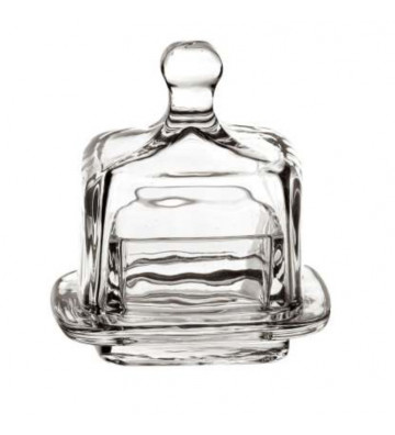 Square butter dish in transparent glass 9xH10cm