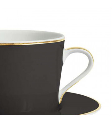 Ginger black and gold porcelain teacup