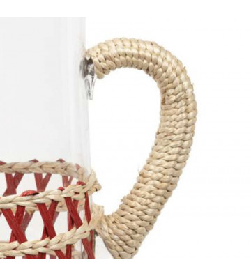Glass jug with 2L red raffia