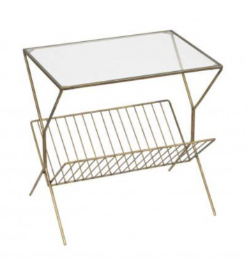 Side table with glass and gold magazine 50x36xH50cm - Cote table - Nardini Forniture