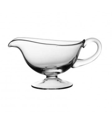 Gravy boat with ladle in transparent glass H11cm