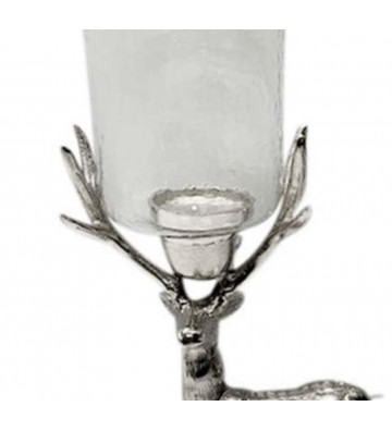 Porta tealight con cervo argento H44cm - Cote table - Nardini Forniture