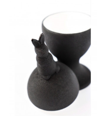 Black porcelain egg holder H14cm - Nardini Forniture