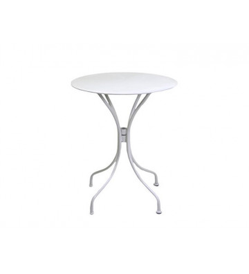 Round white dining table for outdoor Ø60xH71cm