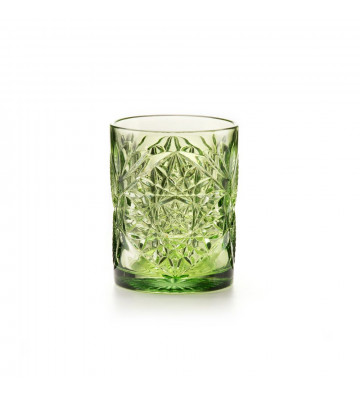 Bicchiere da acqua in vetro verde decorato - Nardini Forniture