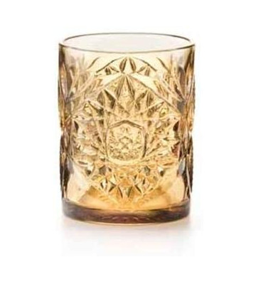 Bicchiere da acqua in vetro ambra decorato - Nardini Forniture