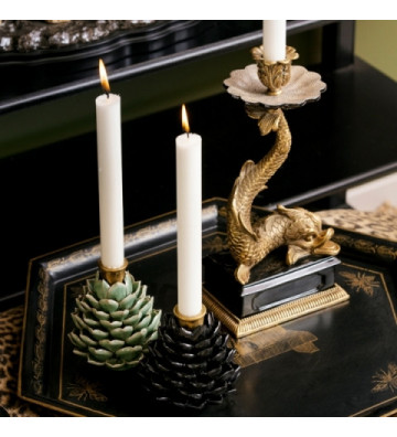 Green and gold artichoke shape candle holder - Nardini Forniture