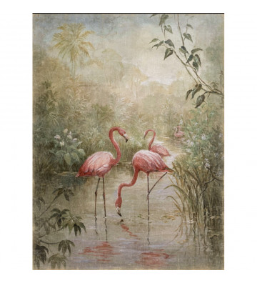 Framed canvas painting Flamants roses 90x120cm