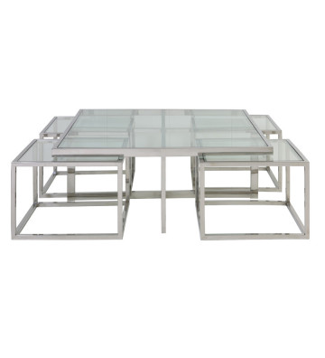 Glass and silver smoke table 5 parts 100xH40cm - Light&Living - Nardini Forniture