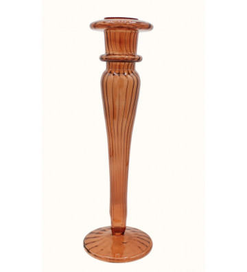 H25cm Orange Glass Long Candle Holder - Nardini Forniture