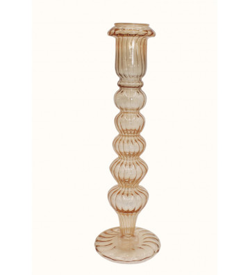 H24cm Long Glass Candle Holder - Nardini Forniture