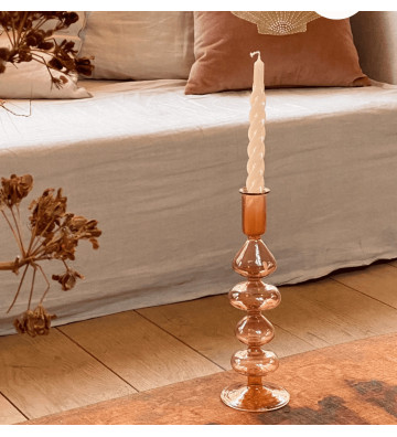 H25cm long glass candle holder - Nardini Forniture