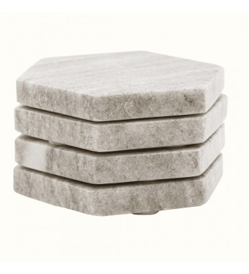 Set of 4 coasters in hexagonal gray marble