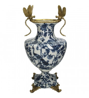 Luxury Libellula Vase Blue and Gold 25x22x45cm - Nardini Forniture
