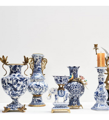 Luxury Libellula Vase Blue and Gold 25x22x45cm - Nardini Forniture