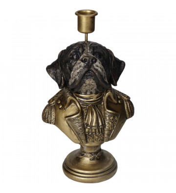 Candleholder Dog Statue Gold H24cm