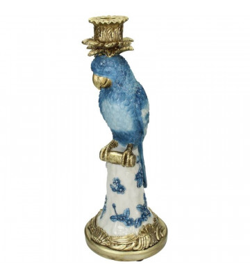 H36cm Blue and White Gold Bird Candle Holder - Nardini Forniture