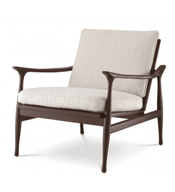 Brown wooden armchair and bouclé cream - Eichholtz - Nardini Forniture
