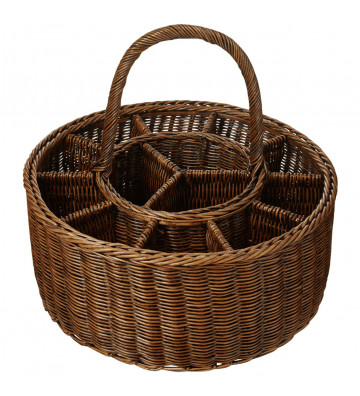 Bottle holder and cutlery in natural rattan 53x45cm - Nardini Forniture