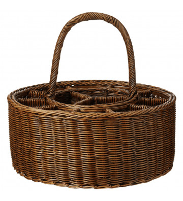 Bottle holder and cutlery in natural rattan 53x45cm