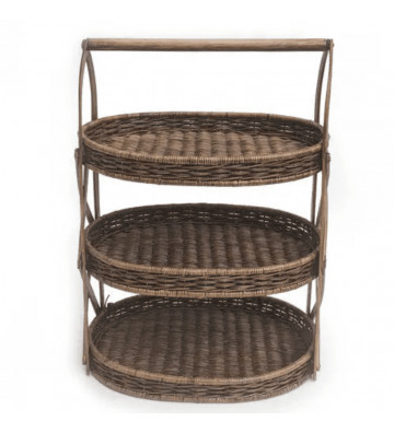 Stand with 3 rattan shelves H65cm
