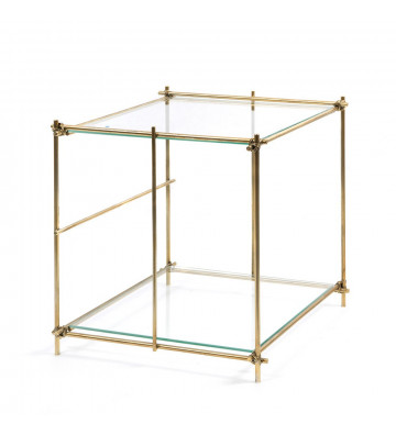 Side table square gold and transparent 40cm - Nardini Forniture